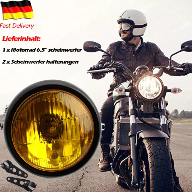 6.5''Metall Retro Motorrad LED Hi/Lo Scheinwerfer+Mount Halterung