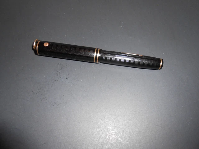 PRISTINE Wahl-Eversharp CHASED JET BLACK GOLD SEAL RingTOP 14K NIB-l4
