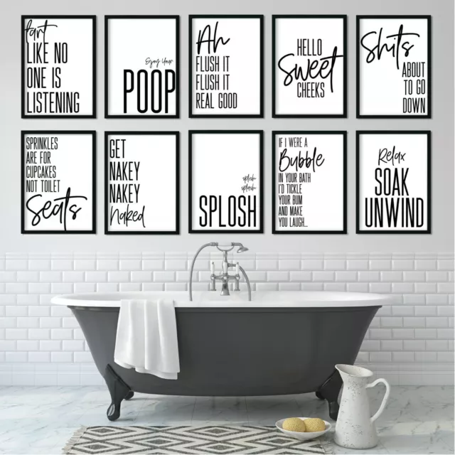 Bathroom Prints Wall Art Poster Funny Humour Home Toilet Pictures Modern Minimal