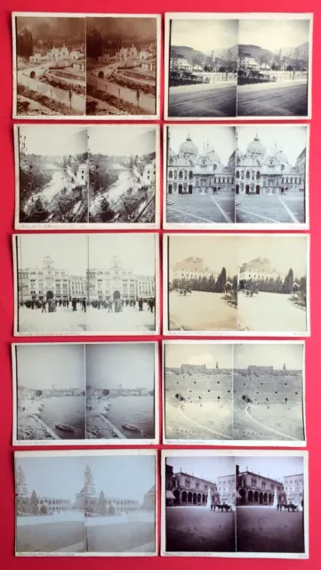 10 alte Stereo Foto 1904 Meran Venedig Arco Verona    ( F14823