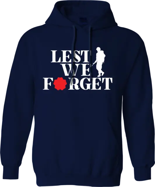 Lest We Forget Remembrance Day Hoodie Poppy Flower British Armed Forces War