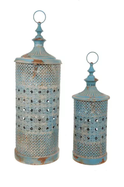 Large Vintage Blue "Medina" Hanging Marrakech Candle Lantern