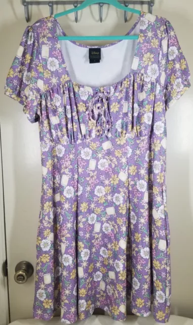 Her Universe Disney Tangled Purple Lace Up Dress Women's Size 1 Pascal Floral XL