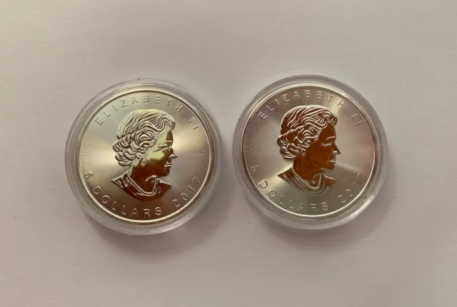 Maple Leaf 2017 Lot de 2 Onces Argent sous capsules Silver 2x 1Oz