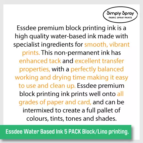NEW Essdee Water Based Ink 5 PACK Block/Lino printing. Primary Colours FREE POST 2