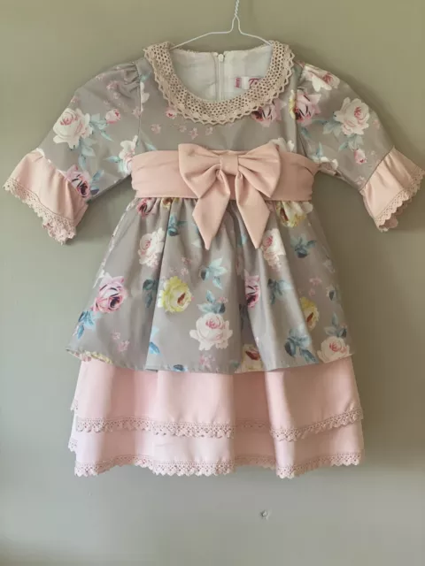 Girls Spanish dress pink blue yellow beige 18-24 months puffy