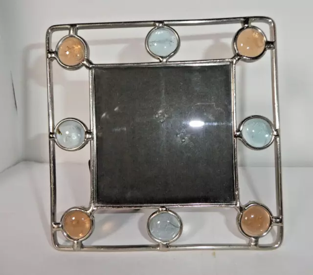 Dale Tiffany Stand-up Frame Colored Glass Silver Metal 3.5"x3.5" Photo 5.5"x5.5" Dale Tiffany Stand-up Frame Colored Glass Silver Metal 3.5"x3.5" Photo 5.5"x5.5"