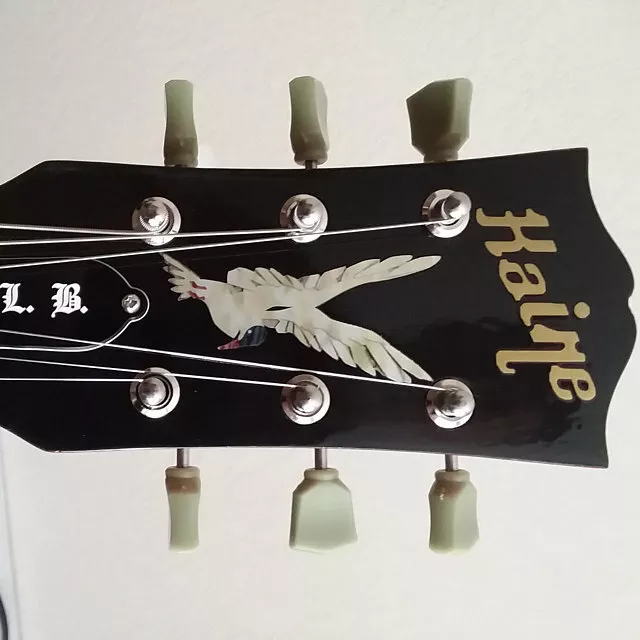 Fibson Style Lettering Headstock Decal. Customize to Your Brand. Metallic Vinyl 3