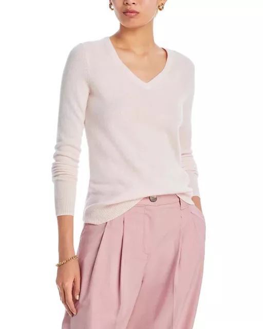 Bloomingdale's Cashmere V-Neck Long Sleeved Heavenly Pink Sweater, XXL