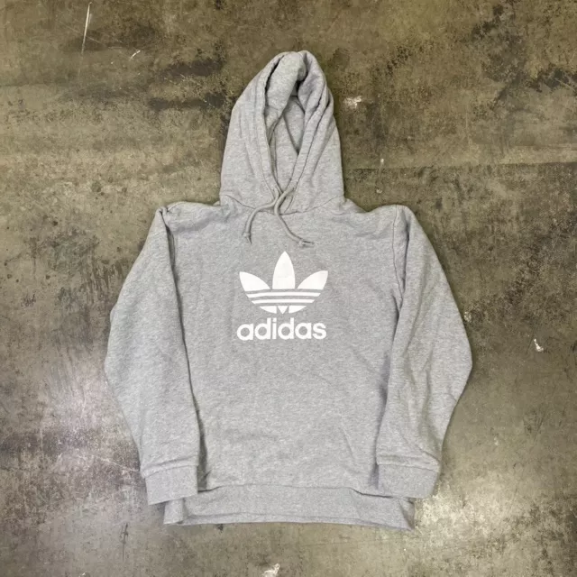 Adidas Hoodie College Y2K Pull Over Trefoil Sweatshirt, Grey, Mens Medium