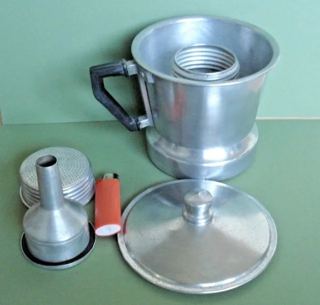 Rara Caffettiera In Alluminio Macchina Per Caffe' Grande Vintage Design 7+ Tazze 2