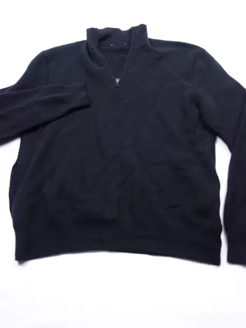 Ralph Lauren -Purple Label- 100% Wool 1/4 Zip Sweater -M- Black-Italy - $798