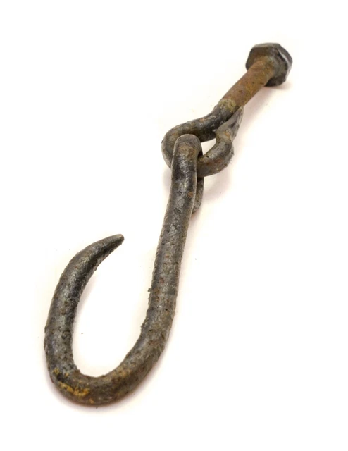 Antique Hand Forged Iron Hardware Barn Farm Accessory Large Hook Bolt 4