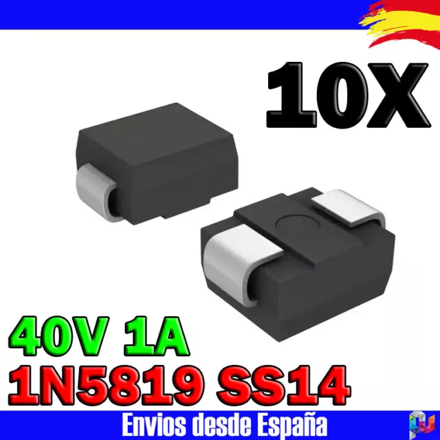 10x 1N5819 SS14 40V 1A - Diodo rectificador SMD DO-214AC Schottky Diodo