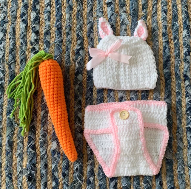 Newborn baby girl boy crochet knit costume infant photography prop outfit bunnyd 3