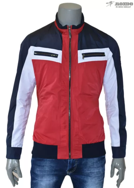 Mondo Men's Italian fashion Black/White/Red pocketed casual zippered jacket