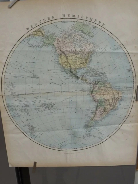Huge World maps, 1854 - Western & Eastern Hemispheres. Impressive pair. Bargain!