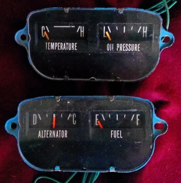 VINTAGE GAUGES OIL Pressure +Temperature + Alternator Gauge + Fuel