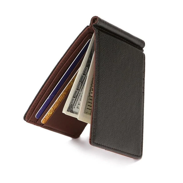 Brand Men Wallet Short Skin Wallets Purses Pu Leather Money Clips Sollid Thin Wa