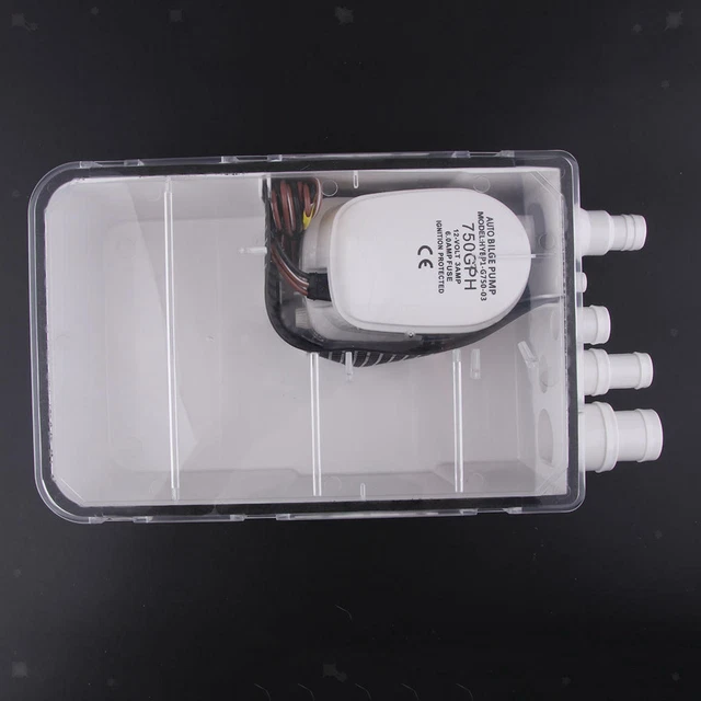 thumbnail interactive-video image 1 of 12V Marine Shower Sump Pump System For Boats & RVs - 750 GPH, Multi-Port Drain Box 1 of 11