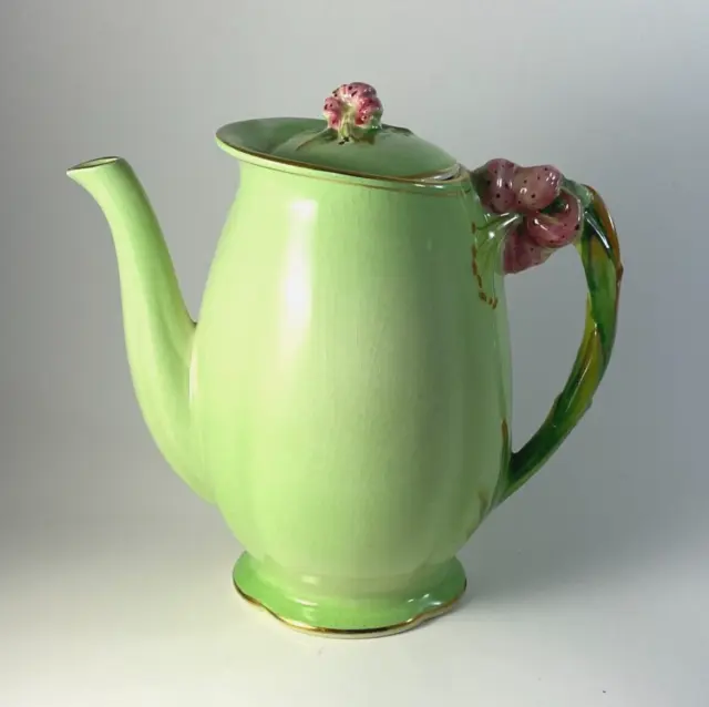 Vintage Royal Winton Grimwades Green Tiger Lily 7" Coffee Pot Nice Condition!