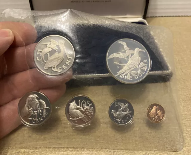 1974 British Virgin Island 6 Coin Proof Set (Sterling Silver Dollar Coin) BIRDS 3