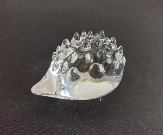 Vintage Hadeland Norway Hedgehog Porcupine Crystal Paperweight Ornament Signed