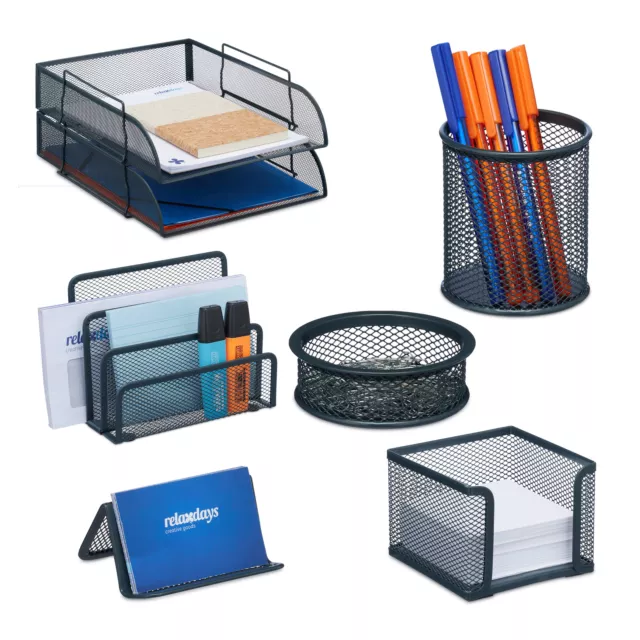 Schreibtisch Organizer Set 7-tlg. Schreibtischzubehör Büro-Organizer anthrazit