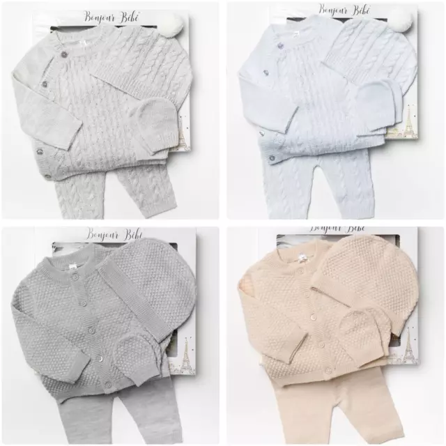 Newborn Baby Bo Spanish Romany Style Knitted Twist Pom Outfit Pram 4Pcs Gift Set