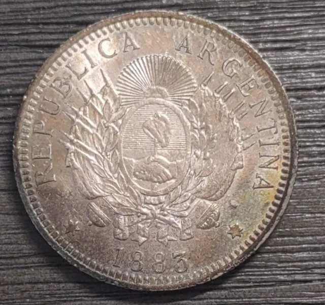 Argentina 50 Centavos 1883 Coin Nice Luster (R6)