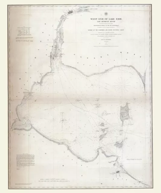 1849 Nautical Chart of West End of Lake Erie and Detroit River