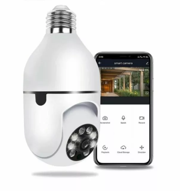 Telecamera E27 Ip Lampadina Da Interno 360 Gradi Wireless Wi-Fi E27 Ptz