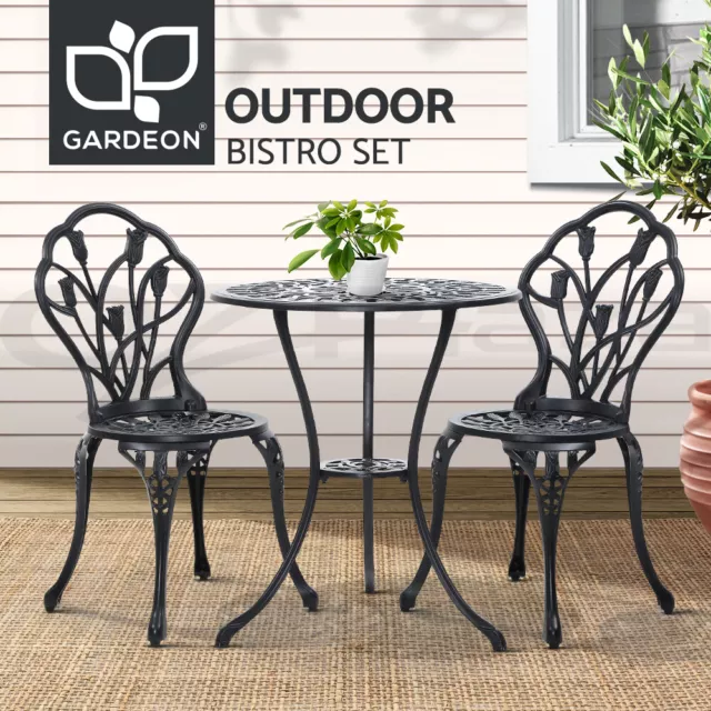 Gardeon 3 Piece Outdoor Setting Chairs Table Bistro Set Cast Aluminum Patio