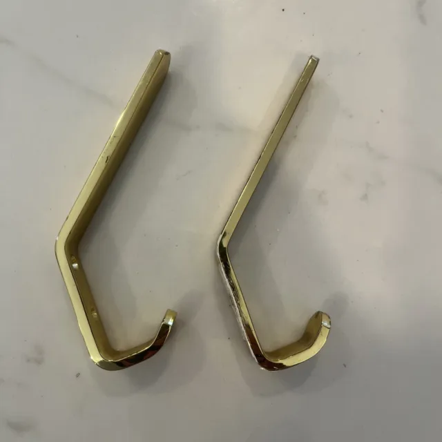 LOT of 2 SOLID BRASS SCHOOL HAT COAT TAPERED DOUBLE HOOKS 3