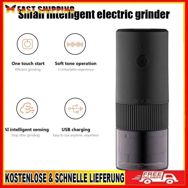 Tragbare Getreidekaffeemühle, automatischer Mahlkern für Reisen zu Hause (schwar