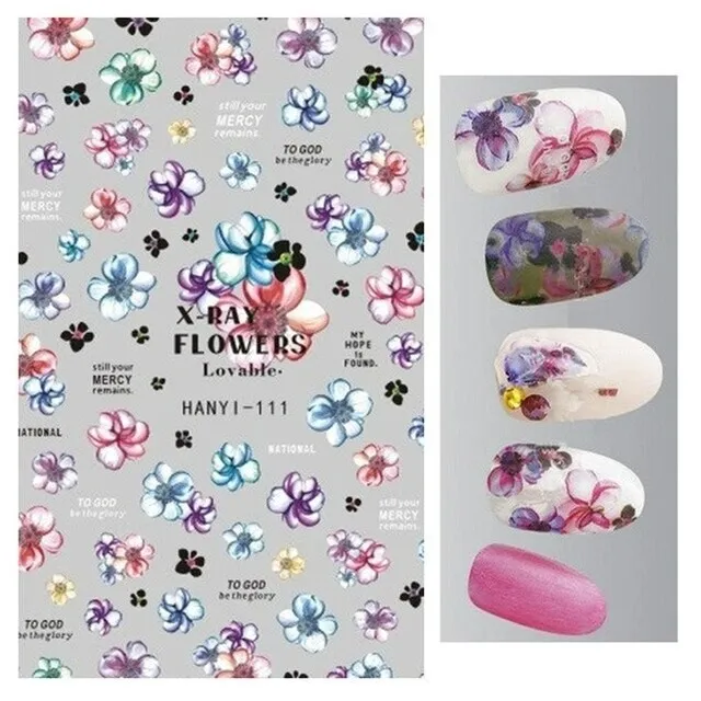 Nail Art Aufkleber Transfers Aufkleber Frühling Sommer Blumen Blumen Fernrosen (111)