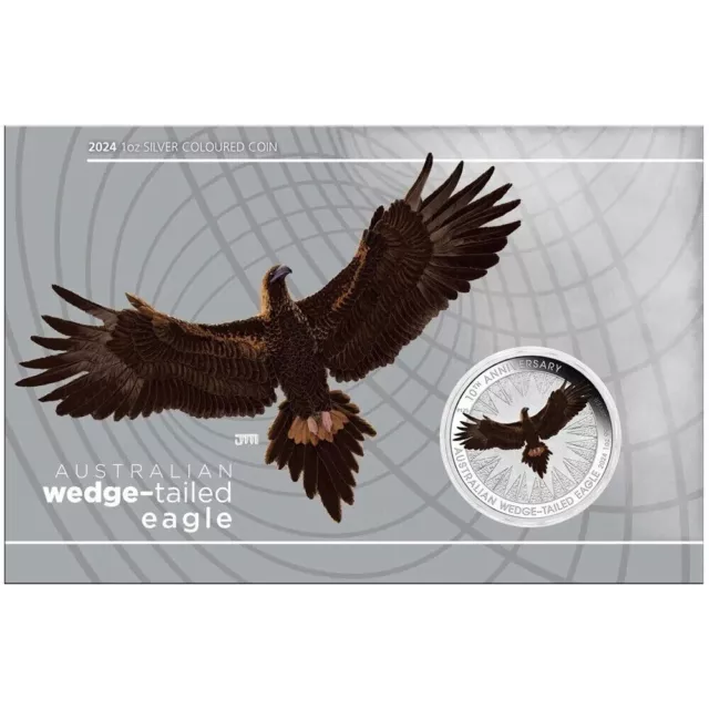 2024 Australian $1 Wedge-Tailed Eagle 10th Anniversary 1oz Silver Coloured Coin