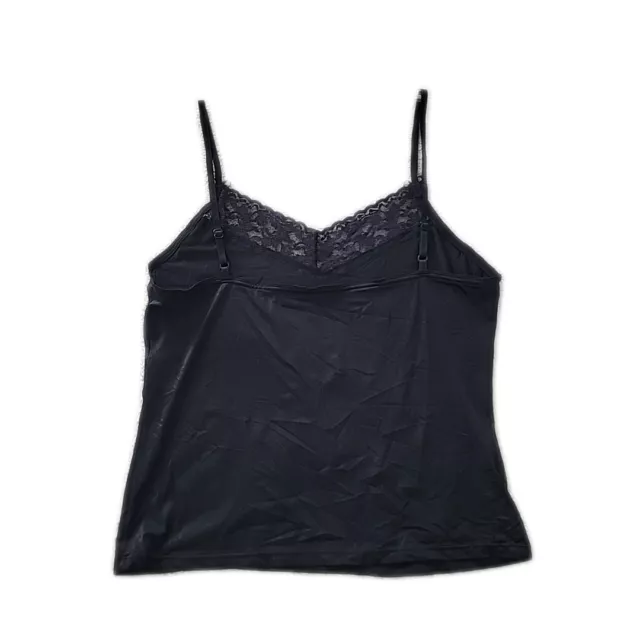 VANITY FAIR SLIP Shirt Top ~ Sz 36 ~ Black ~ Sleeveless ~ Lace Trim $17 ...