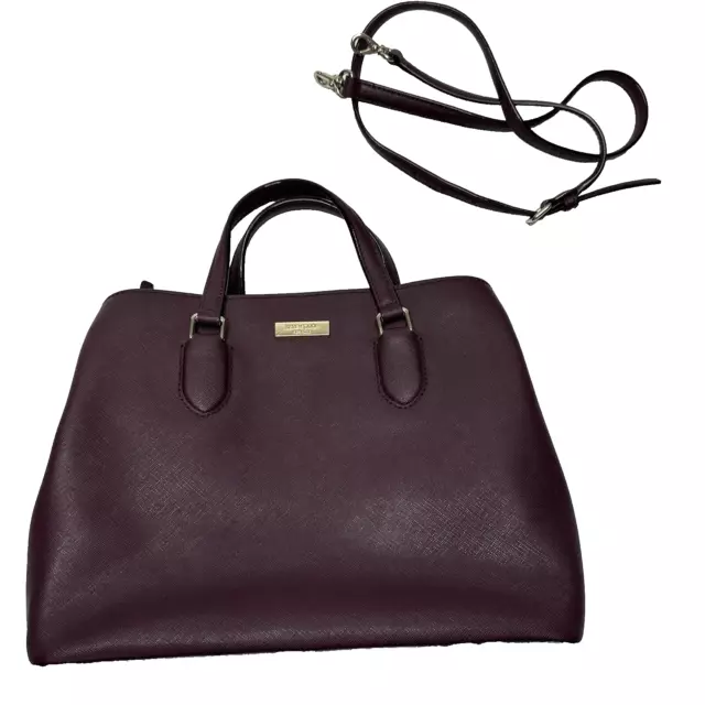 Kate Spade Evangelie Laurel Way Satchel Purse Saffiano Leather Purple Crossbody