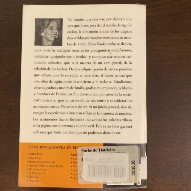 La Noche de Tlatelolco: Testimonios de Historia Oral Muy Bueno - Libro de Biblioteca 2