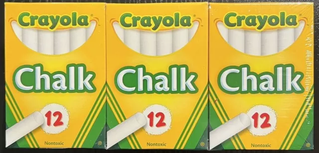 Crayola Non Toxic White Chalk Sticks 6Boxes 12 Sticks per Box 72 Count