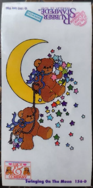 Vintage LUCY RIGG Swinging by the Moon 1992 TEDDY BEAR Transparent Sticker