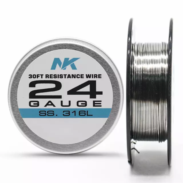 NK Stainless Steel SS 316L Resistance Coil Wire AWG 20-32 Gauge 30ft 100ft Spool