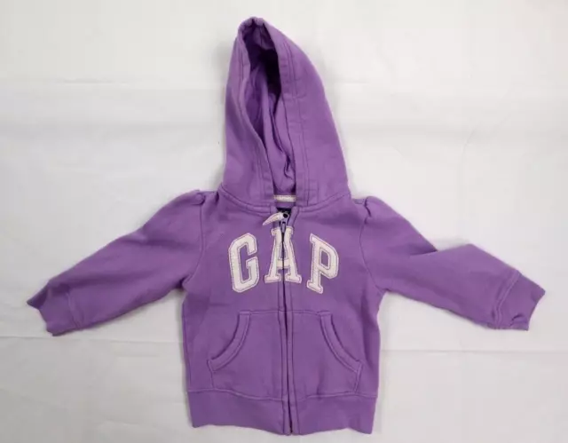 Baby Gap Girls Toddler 2T Purple Full Zip Gap Logo Hooded Sweatshirt Jacket