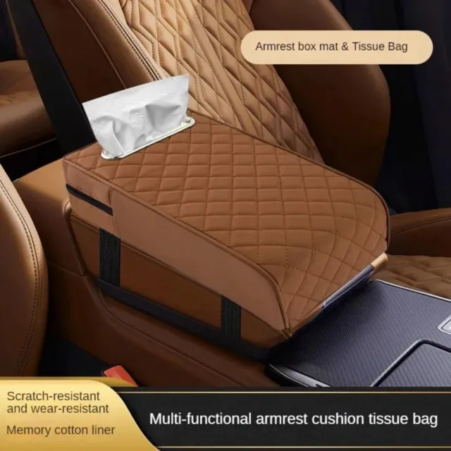 Car Armrest Box Booster Cushion Memory Foam Armrest Cushion Center Console  Armrest Pillow Cushion With Phone Holder Storage Bag