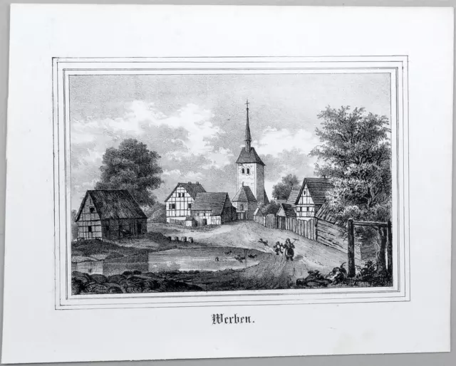 WERBEN (Pegau) - Sachsens Kirchen-Galerie - Lithographie 1841 2