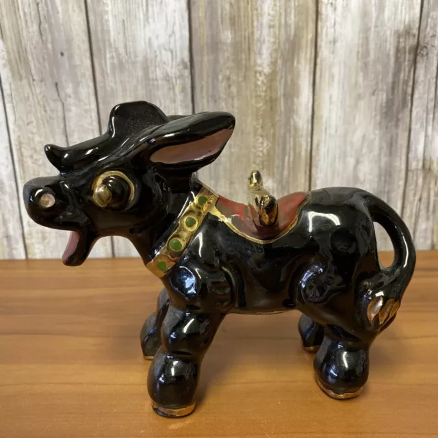 Vintage Hand Painted Ceramic Donkey Figurine Made in Japan