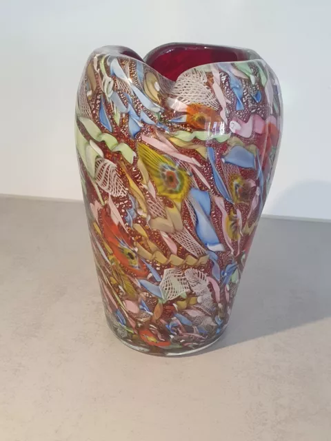 Murano Glas Vase Dino Martens AVEM Tutti Frutti Rest of the Day 21 cm