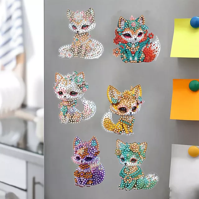 fr 5/6/7PCS Funny Fox Diamond Painting Magnets Refrigerator Field Rooster