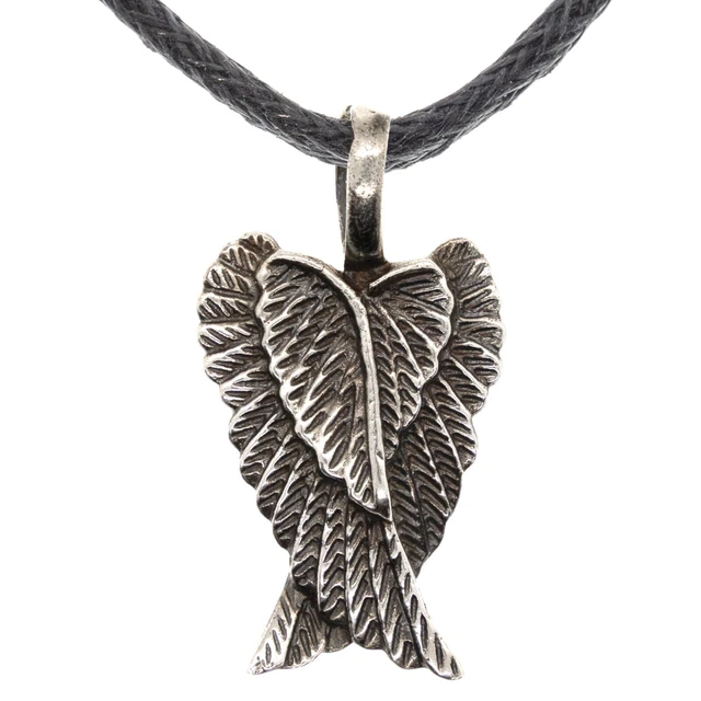 Pendentif Aile D'ange En Argent 925 - Chaîne Caoutchouc 50 Cm, Fermoir Mousqueton, Neuf, Fabriqué En Allemagne